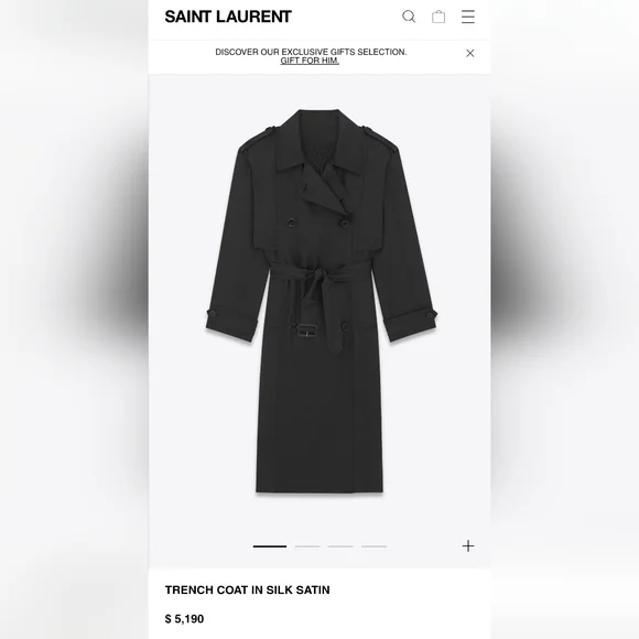 XL YSL Doubld-Breasted Trench Coat 44